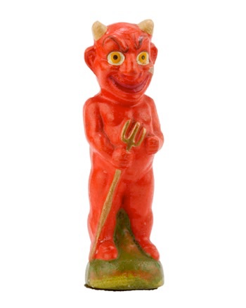 Devil Candy Container, Germany, 1920s, 6.25” H, $600. Image and caption courtesy of Mark B. Ledenbach.